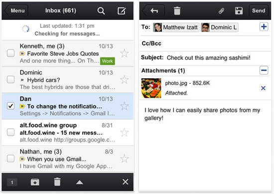 application gmail iOS application gmail iOS screenshot