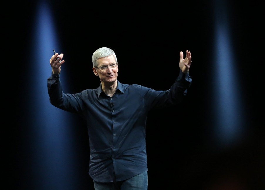 Apple CEO Tim Cook gestures during his keynote address at the Worldwide Developers Conference in San Francisco
