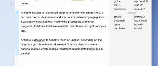 La délimitation d'un texte en anglais. - © DR