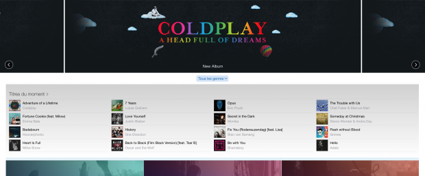 L'album occupe toutes les bannières principale sur la page d'accueil d'Apple Music. - © DR