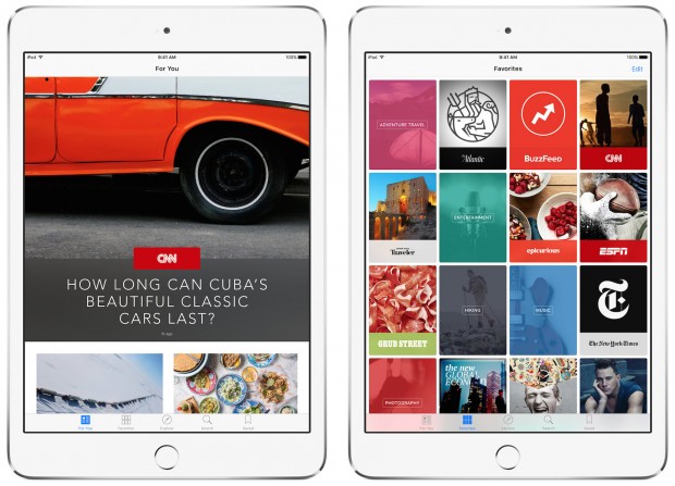 Les écrans d'Apple News