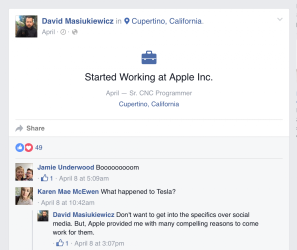 David truc confirme son nouveau poste sur son profil Facebook. - © DR