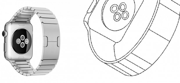 L'Apple Watch à gauche, le brevet de Samsung à droite. - © DR