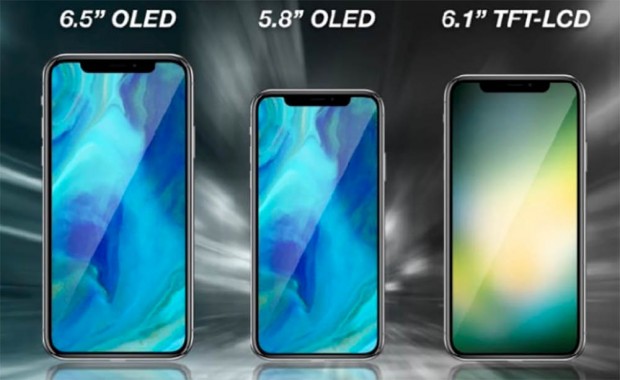 Visuel des potentiels prochains iPhone, dont un qui contiendrait à écran LCD. 
